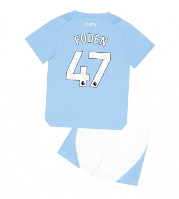 Manchester City Phil Foden #47 Replica Home Stadium Kit for Kids 2023-24 Short Sleeve (+ pants)